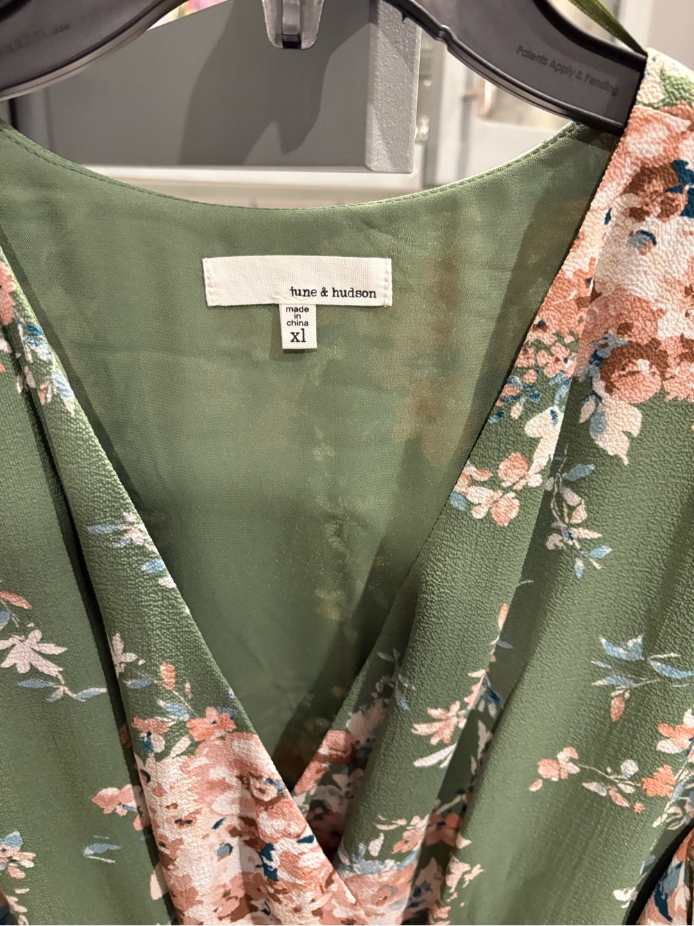 june & hudson Olive Green Floral Wrap Dress - Picture 3 of 8